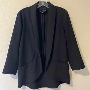 Harlowe & Graham Black Cardigan Blazer with Pockets, Small, 3/4 Sleeves